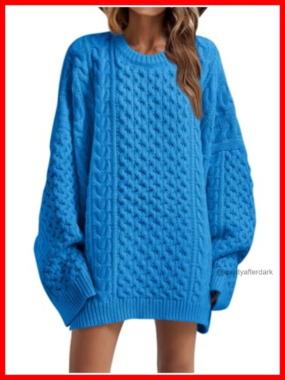 Chunky Cable Knit Oversized Sweater Tunic Dress Long Sleeve Crew Neck Winter